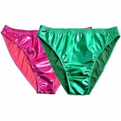 Shapewear Women Shiny Metallic Panty Briefs High Cut Ballet Dance Underwear Shorts - Fuchsia-green - CY190Z2N2E7