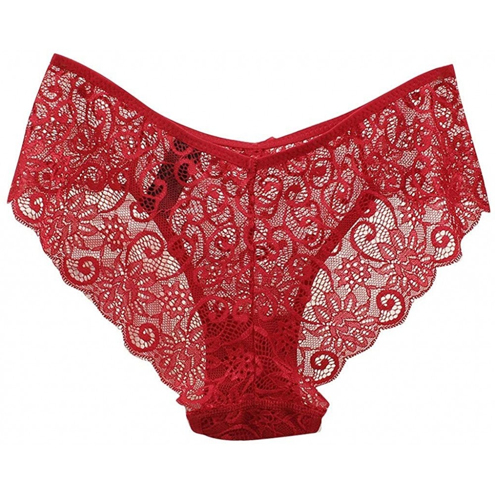 Baby Dolls & Chemises Sexy Underwear for Women-Fashion Delicate Translucent Lace Sexy Sheer Lace Tank Underpant - Red - CJ195...