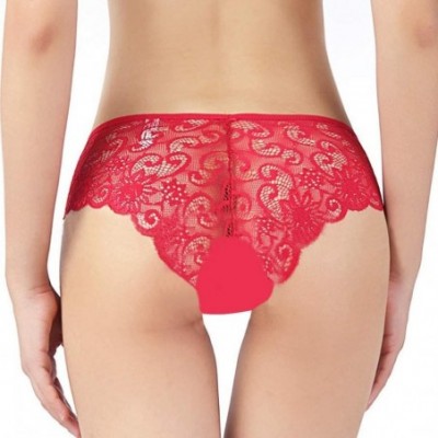 Baby Dolls & Chemises Sexy Underwear for Women-Fashion Delicate Translucent Lace Sexy Sheer Lace Tank Underpant - Red - CJ195...