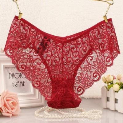 Baby Dolls & Chemises Sexy Underwear for Women-Fashion Delicate Translucent Lace Sexy Sheer Lace Tank Underpant - Red - CJ195...