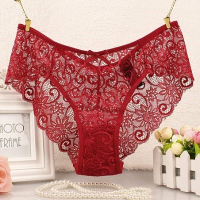 Baby Dolls & Chemises Sexy Underwear for Women-Fashion Delicate Translucent Lace Sexy Sheer Lace Tank Underpant - Red - CJ195...