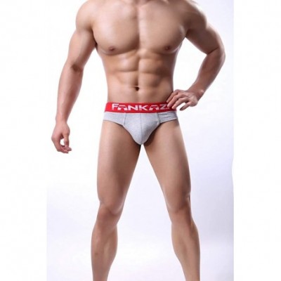 Briefs Men's Cotton U Convex Breathable Sexy G-String Underwear - Grey - CQ1925KCWNW