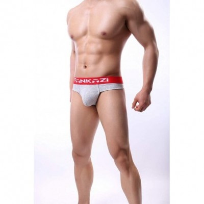 Briefs Men's Cotton U Convex Breathable Sexy G-String Underwear - Grey - CQ1925KCWNW