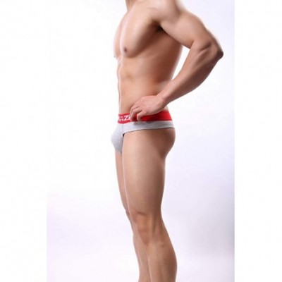 Briefs Men's Cotton U Convex Breathable Sexy G-String Underwear - Grey - CQ1925KCWNW