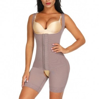 Shapewear Women's Shapewear Bodysuit Tummy Control Butt Lifter Thigh Slimmer Full Body Shaper Faja Body Briefer - Brown - CI1...