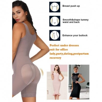 Shapewear Women's Shapewear Bodysuit Tummy Control Butt Lifter Thigh Slimmer Full Body Shaper Faja Body Briefer - Brown - CI1...