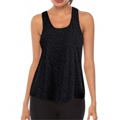 Tops Workout Tank Tops for Women - Athletic Yoga Tops- Racerback Running Tank Top - Black - CL19CH2Y2Z6