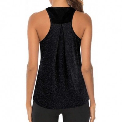 Tops Workout Tank Tops for Women - Athletic Yoga Tops- Racerback Running Tank Top - Black - CL19CH2Y2Z6