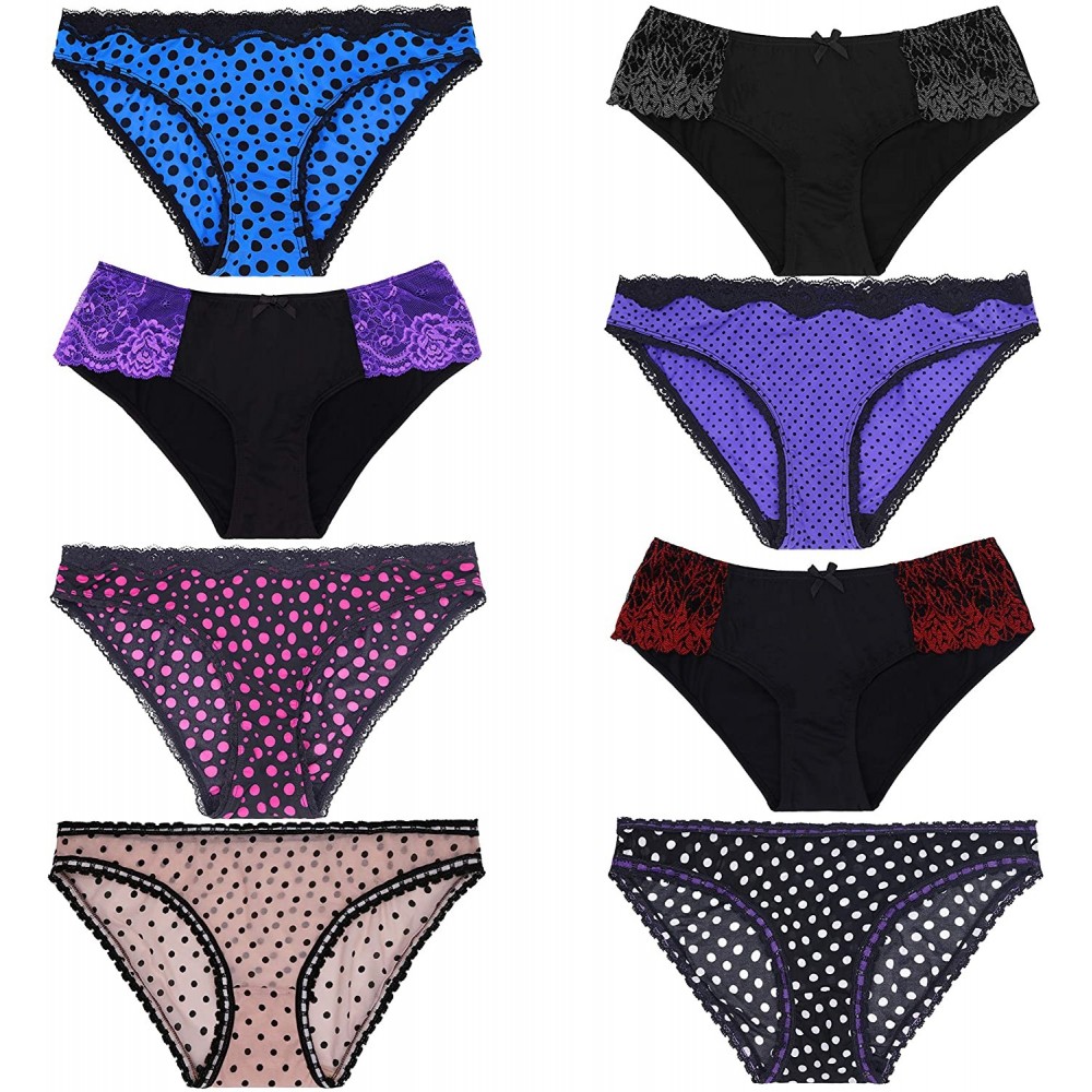 Panties Women Sexy Lace Bikini Hipster Panties Mid High Rise Briefs-6 or 8 Pk - Pack A(8 Pack) - CV18OA0WXXL