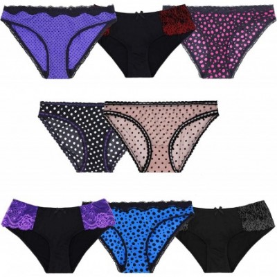 Panties Women Sexy Lace Bikini Hipster Panties Mid High Rise Briefs-6 or 8 Pk - Pack A(8 Pack) - CV18OA0WXXL