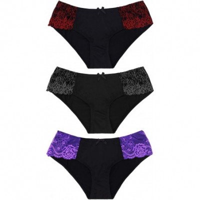 Panties Women Sexy Lace Bikini Hipster Panties Mid High Rise Briefs-6 or 8 Pk - Pack A(8 Pack) - CV18OA0WXXL