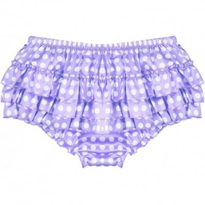 Boxers Men's Shiny Satin Ruffled Bloomer Tiered Skirted Panties Sissy Crossdress Briefs Underwear - Purple Polka Dots - C418K...