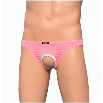 Briefs Men's Sexy Briefs - Hollow Erotic Underwear - Short Low Rise - 1 Pack - Pink - CR1924R7L4S