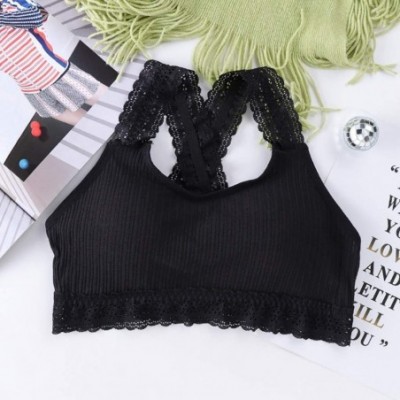 Camisoles & Tanks Women Sexy Bra Solid Vest Lace Camisole Breathable Push Up Top Underwear - Black - CC197QCS9WQ