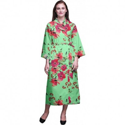 Robes Printed Crossover Robes Bridesmaid Getting Ready Shirt Dresses Bathrobes for Women - Mint Green2 - CJ18T6KQ7EG