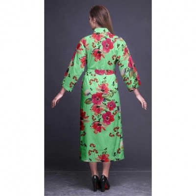 Robes Printed Crossover Robes Bridesmaid Getting Ready Shirt Dresses Bathrobes for Women - Mint Green2 - CJ18T6KQ7EG