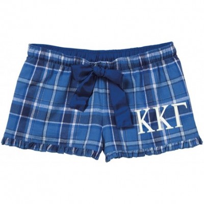 Bottoms Kappa Kappa Gamma Plaid Flannel Boxer Shorts - Royal Sparkle - CF18726KNDH