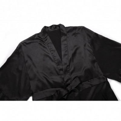 Robes Satin Wedding Robes with Clear Rhinestones-Bride&Bridesmaid Edition Short Kimono - Bridesmaid Black - CV12DRPX17P