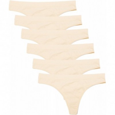 Panties 6 Pack Women's Nylon Spandex Thong Underwear - Beige - CP1860U9Z2U