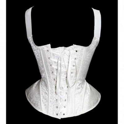 Bustiers & Corsets Women Gothic Vintage Steampunk Boned Lace Overbust Satin Shoulder Strap Corset Bustier Top - White - CF18K...