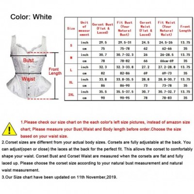 Bustiers & Corsets Women Gothic Vintage Steampunk Boned Lace Overbust Satin Shoulder Strap Corset Bustier Top - White - CF18K...