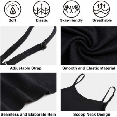 Camisoles & Tanks Women's Basic Tank Top Adjustable Spaghetti Straps Smooth Cami Undershirt Pack of 2 - Black/Black - C418YG5...