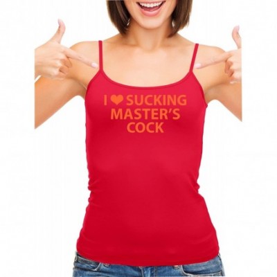 Camisoles & Tanks I Love Sucking Masters Cock Blowjob Slut Red Camisole Tank Top - Orange - CW1965OMY90