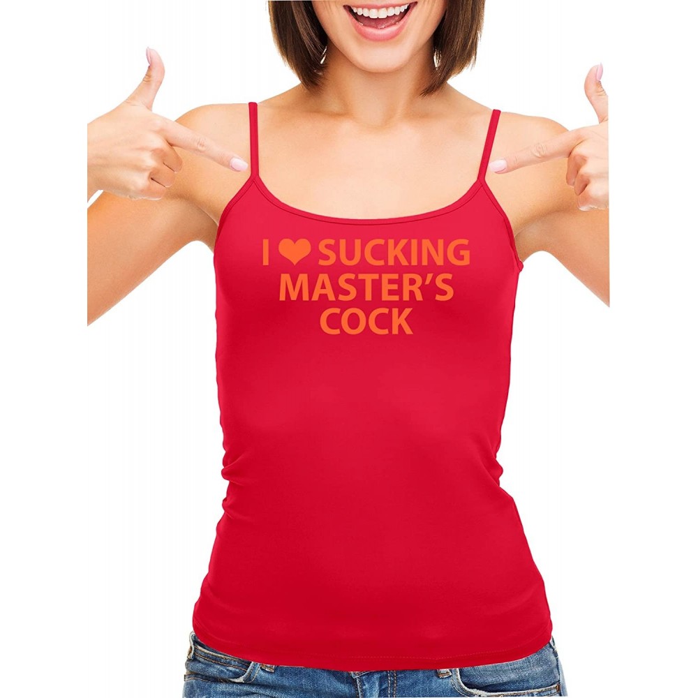 Camisoles & Tanks I Love Sucking Masters Cock Blowjob Slut Red Camisole Tank Top - Orange - CW1965OMY90