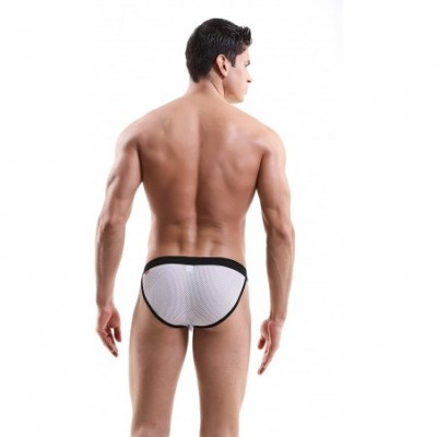 Briefs Men's Low Rise High-Leg Opening Bikini Underwear Sexy Mens Bulge Briefs - White - CS18ZAE8U4Y