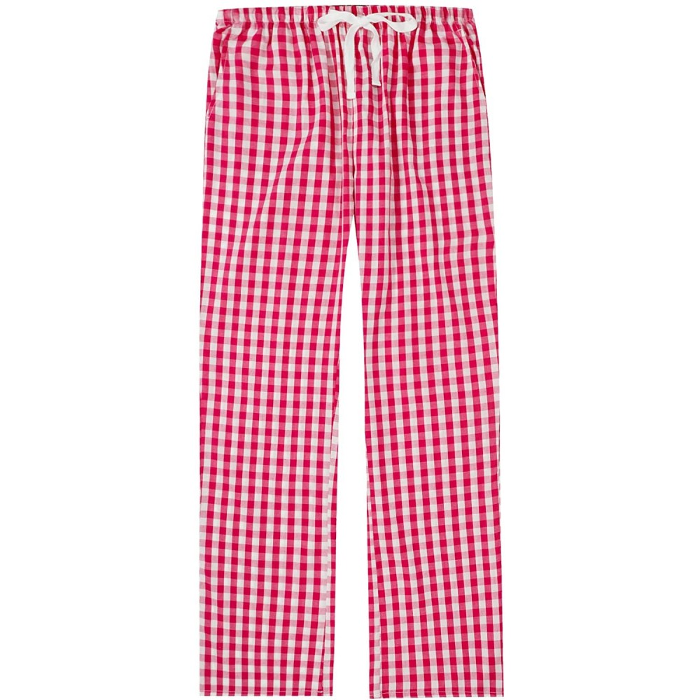 Bottoms Pajama Pants for Women - 100% Cotton Lounge Pants Women PJ Pants - Gingham Red-white - CY190L6GLZN