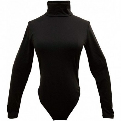 Shapewear Womens Sexy Turtleneck Bodysuit Long Sleeve Bodycon Bodysuit Leotard Top - Black - CK18ZE2IZ7S