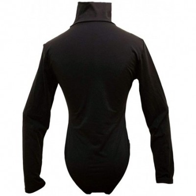 Shapewear Womens Sexy Turtleneck Bodysuit Long Sleeve Bodycon Bodysuit Leotard Top - Black - CK18ZE2IZ7S