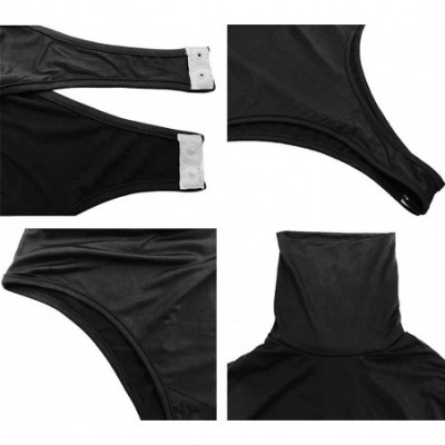 Shapewear Womens Sexy Turtleneck Bodysuit Long Sleeve Bodycon Bodysuit Leotard Top - Black - CK18ZE2IZ7S