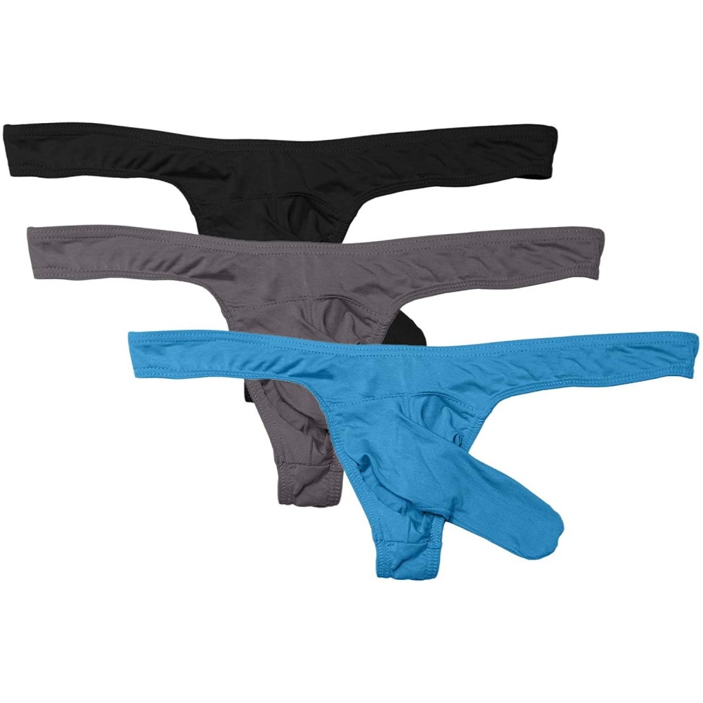 G-Strings & Thongs Men's Sexy Elephant Nasal Panties Modal Thong Briefs 3 Pack - Ba+gr+bu - CL18AU6NQXX