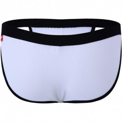 Briefs Men's Low Rise High-Leg Opening Bikini Underwear Sexy Mens Bulge Briefs - White - CS18ZAE8U4Y