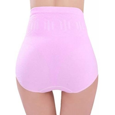 Tops Soft Cotton Underwear Panties- Sexy Womens High Waist Tummy Control Body Shaper Briefs Slimming Pants - Pink - C418W8D36YD