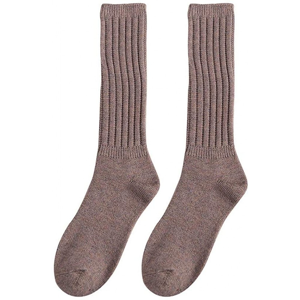 Baby Dolls & Chemises 5 Pairs Cotton Socks Women Long Tube Knee-Length Female Warm Fashion Solid Socks - Khaki - CB18ZH8ER9H