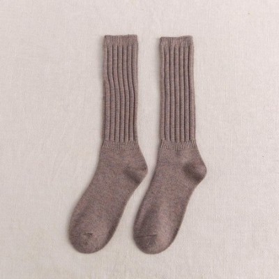 Baby Dolls & Chemises 5 Pairs Cotton Socks Women Long Tube Knee-Length Female Warm Fashion Solid Socks - Khaki - CB18ZH8ER9H