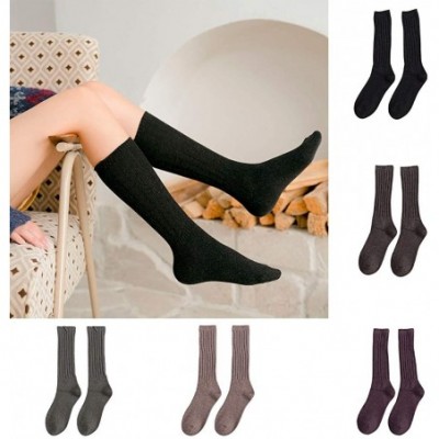 Baby Dolls & Chemises 5 Pairs Cotton Socks Women Long Tube Knee-Length Female Warm Fashion Solid Socks - Khaki - CB18ZH8ER9H