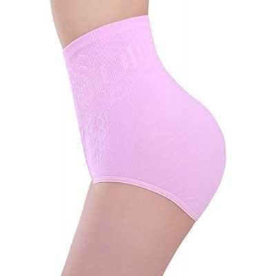 Tops Soft Cotton Underwear Panties- Sexy Womens High Waist Tummy Control Body Shaper Briefs Slimming Pants - Pink - C418W8D36YD