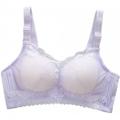 Bras Womens Fashion Ventilation Bras Adjustable Type Bra Sexy Lace Underwear - Purple - C918W2U3O5A