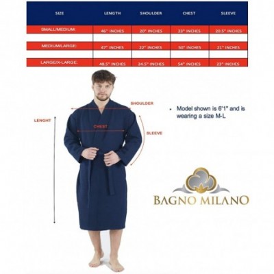 Robes Mens Waffle-Knit Bathrobe - Lightweight Hotel Spa Robe- Made in Turkey - Navy Blue - CG18E3K6X9W