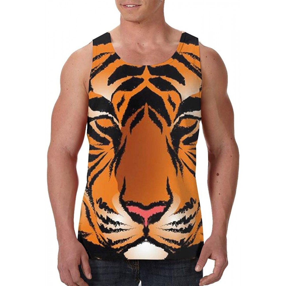 Undershirts Men Muscle Tank Top Summer Beach Holiday Fashion Sleeveless Vest Shirts - Striped Bengal Tiger King - CJ19D8QU72C