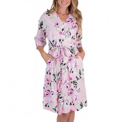 Nightgowns & Sleepshirts Women Floral Maternity Hospital Robe Labor and Delivery Breastfeeding Nursing Nightgowns - Pink - CU...