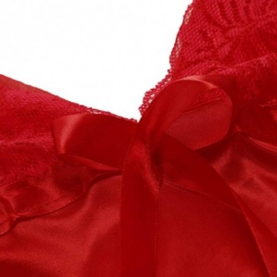 Baby Dolls & Chemises Women Fashion Pure Lingerie Underwear Spaghetti Straps Babydoll Dress Plus Size Sleepskirt - Red-1 - CJ...