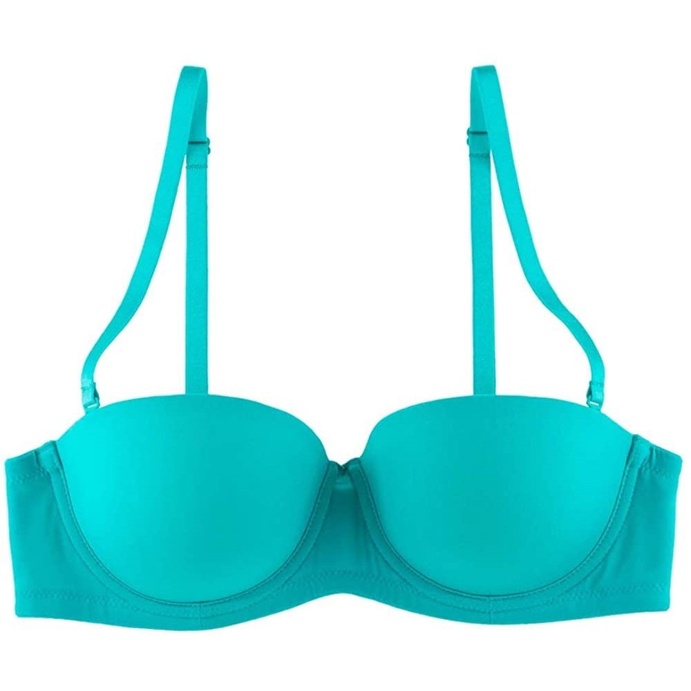 Bras Women's Microfiber Convertible Strapless Push Up Bra - Peacock - CW17AAMZGZL