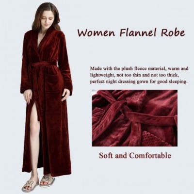 Robes Long Bath Robe for Womens Plush Soft Fleece Bathrobes Nightgown Ladies Pajamas Sleepwear Housecoat - Wine Red - CS18GTM...