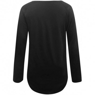 Tops Women's Fall Long Sleeve Side Split Loose Casual Pullover Tunic Tops with Side Zipper - Black - C21933U84C9