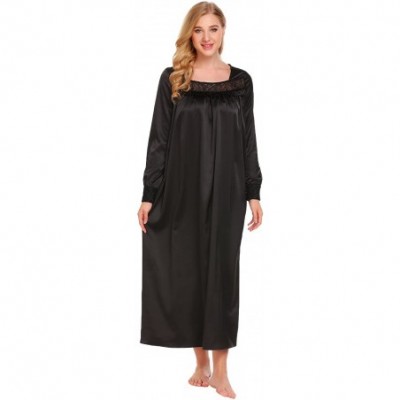 Nightgowns & Sleepshirts Long Sleeve Nightgown Victorian Sexy Sleepwear for Women - Black_7693 - CZ18805GX7A