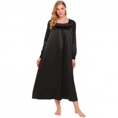 Nightgowns & Sleepshirts Long Sleeve Nightgown Victorian Sexy Sleepwear for Women - Black_7693 - CZ18805GX7A